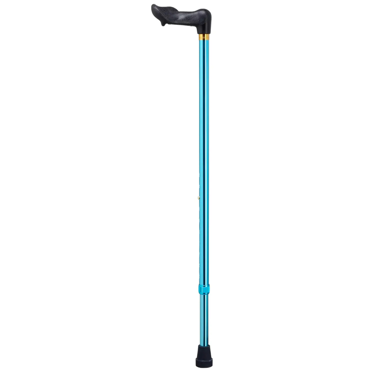 Adjustable Left-Hand Walking Cane with Molded Grip Handle - Black