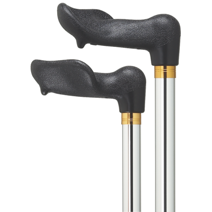 Adjustable Left-Hand Walking Cane with Molded Grip Handle - Black
