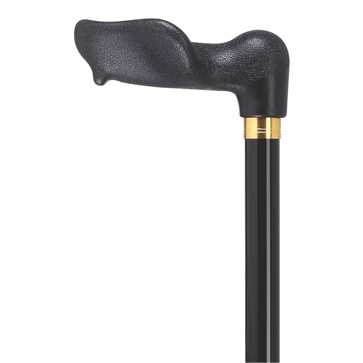 Adjustable Left-Hand Walking Cane with Molded Grip Handle - Black