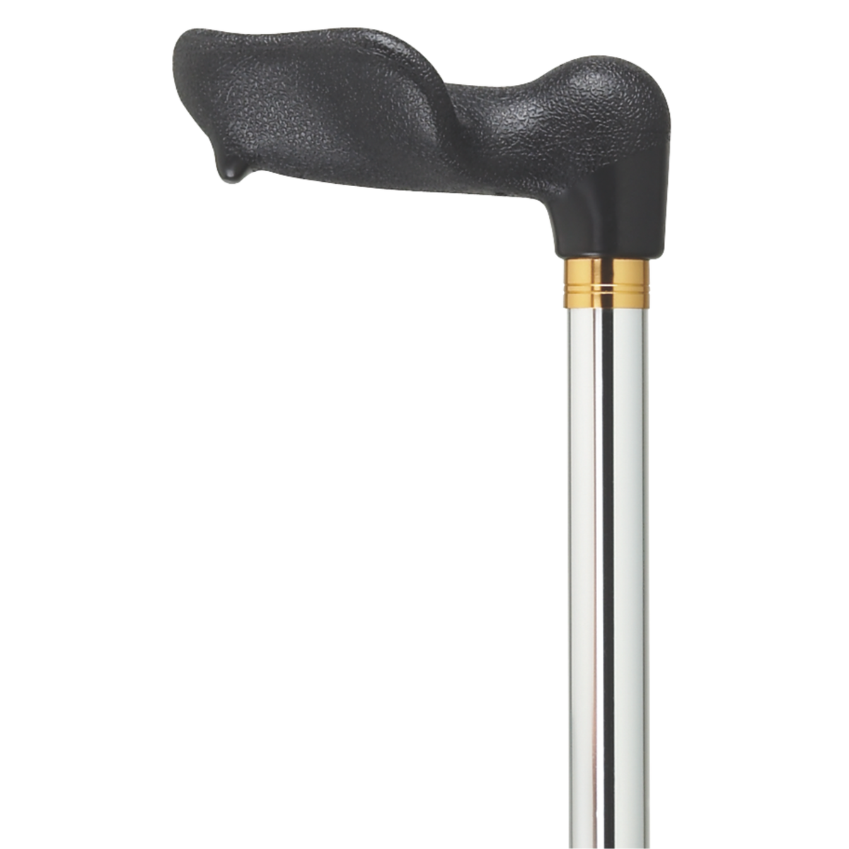 Adjustable Left-Hand Walking Cane with Molded Grip Handle - Black