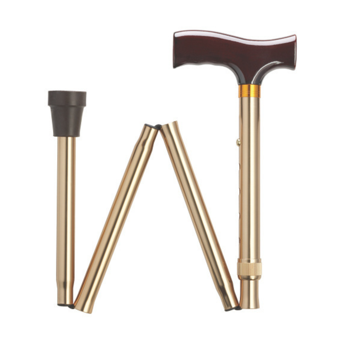 TravelFlex Adjustable Folding Cane with Wood Handle, Support and Stability