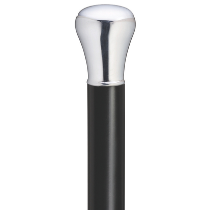 Men's Sterling Silver Cap Ebony Walking Cane - German Handle, 36
