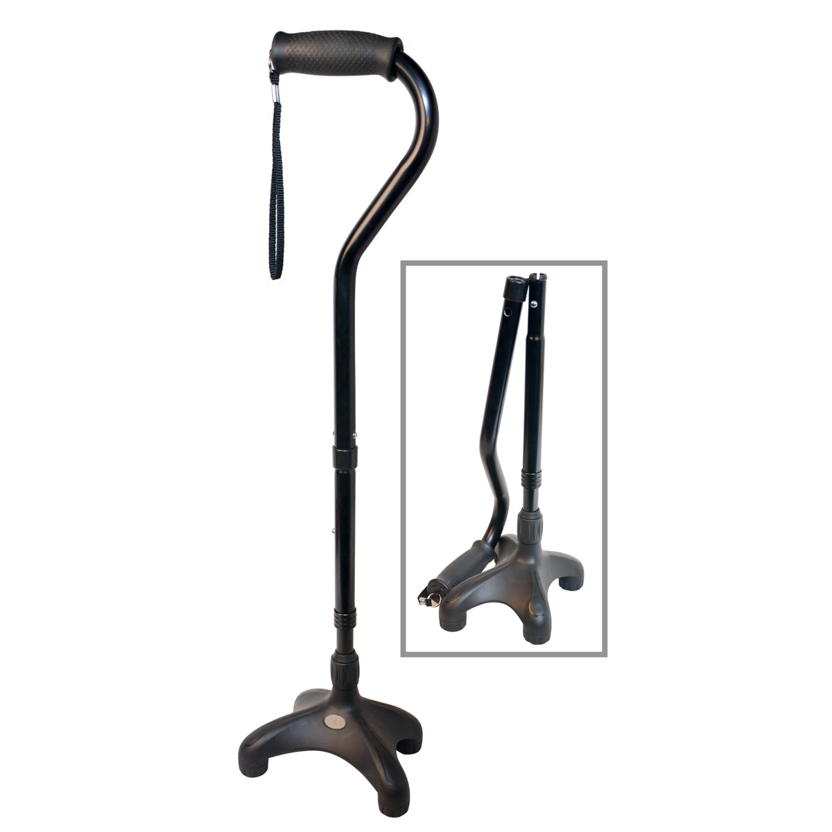 Compact Foldable Quad Cane for Travel & Stability