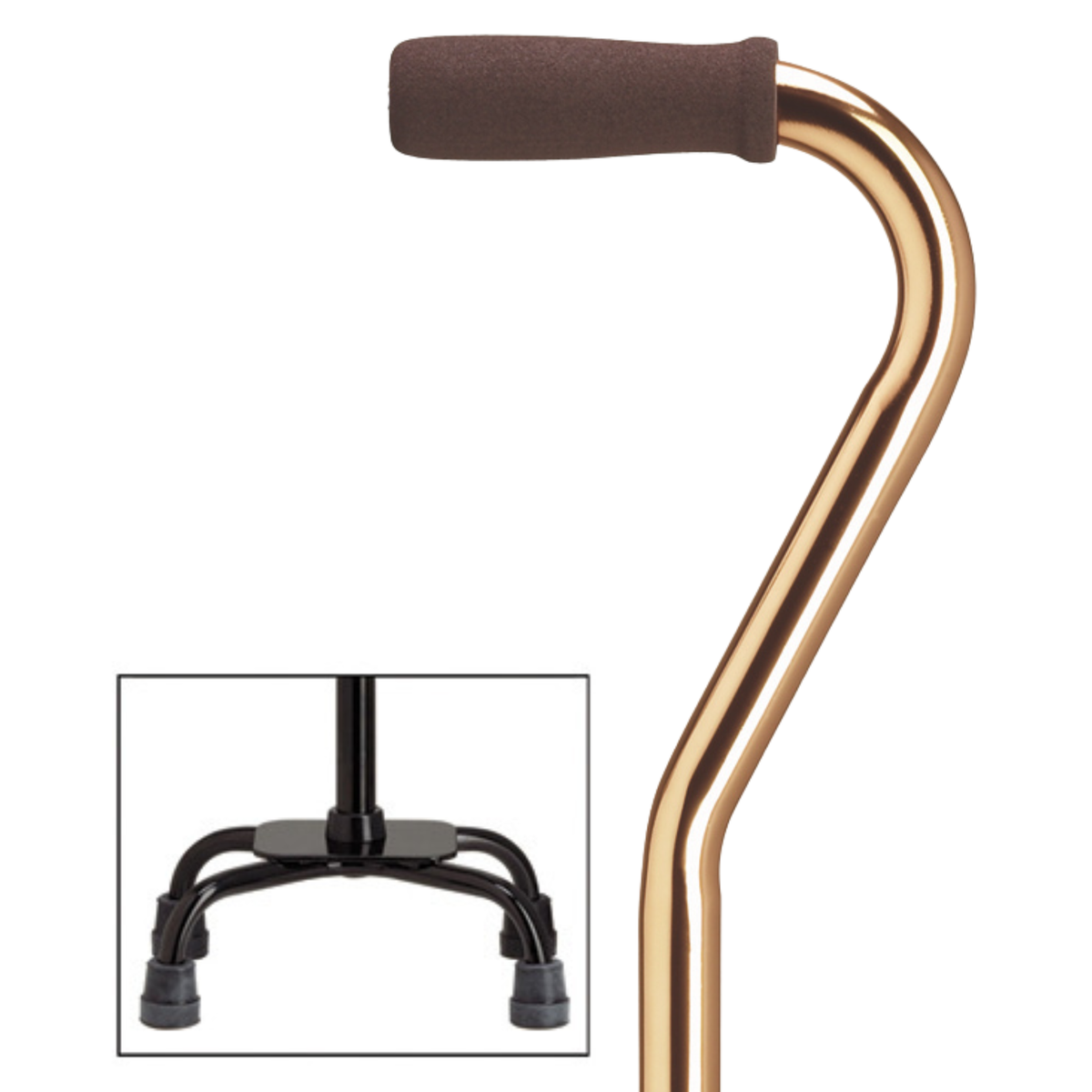 Premium Compact Quad Cane with Offset Handle, Support and Stability, Adjustable