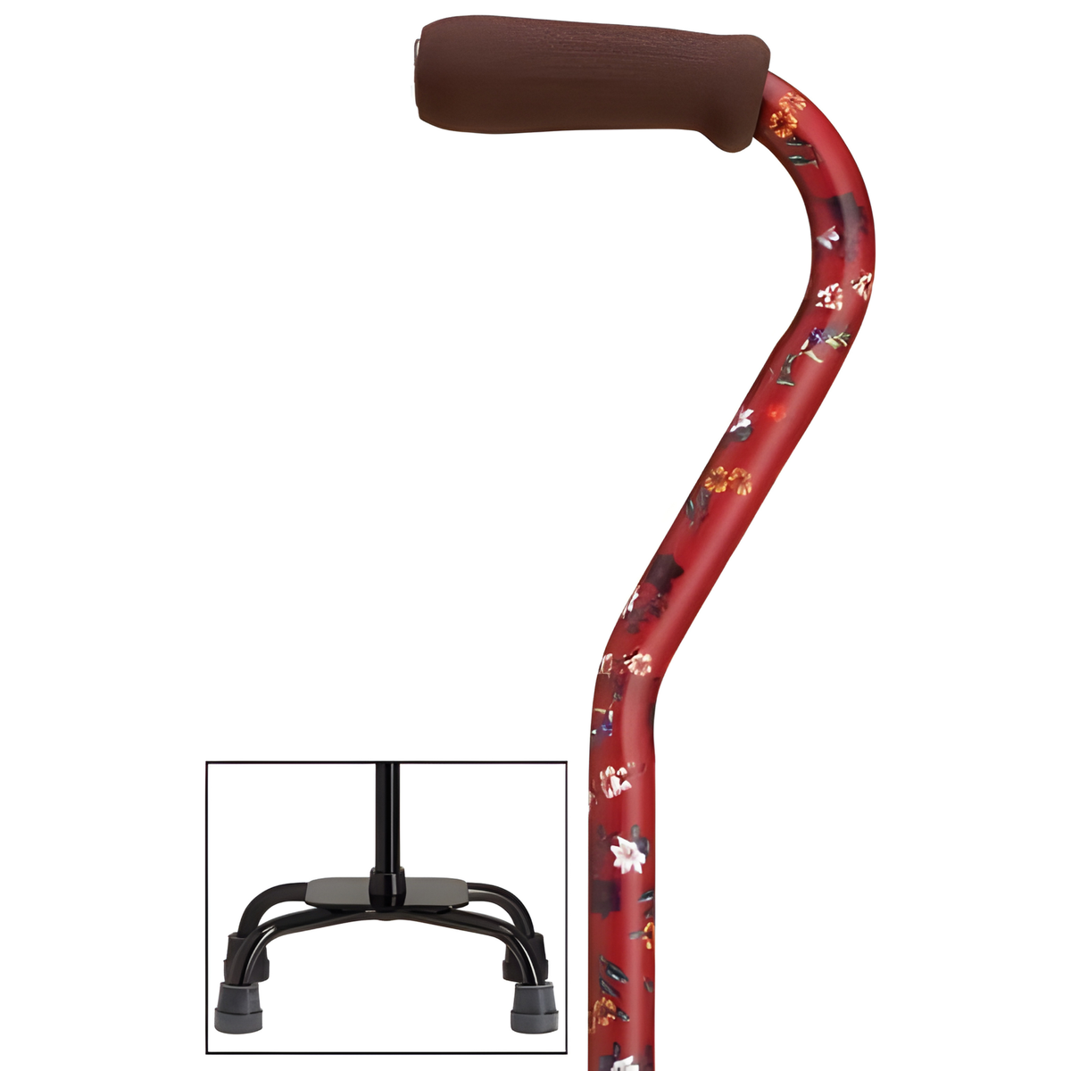 Sturdy Balance Quad Cane with Adjustable Height & Secure Grip