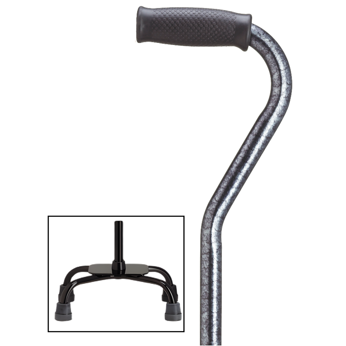 Adjustable Quad Cane with Offset Handle - 5 Colors