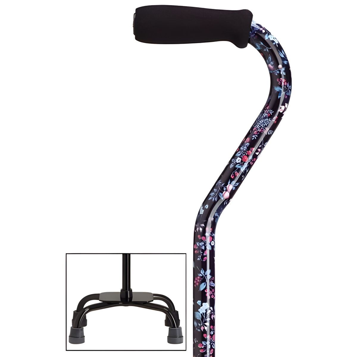 Sturdy Balance Quad Cane with Adjustable Height & Secure Grip