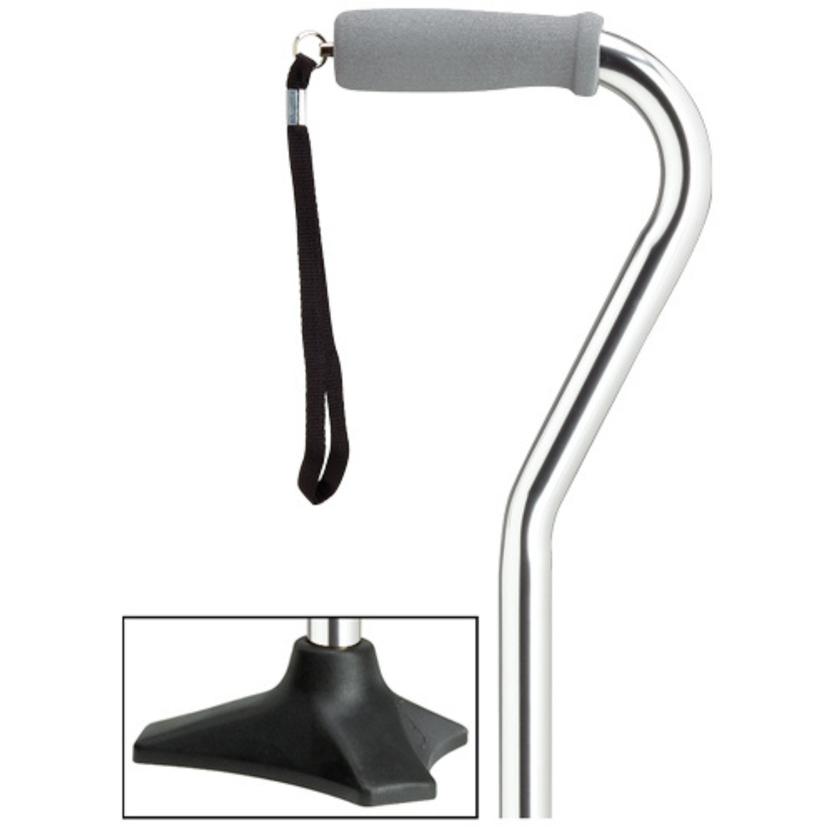Self-Standing Aluminum Walking Cane with Hypalon Grip & Wrist Strap