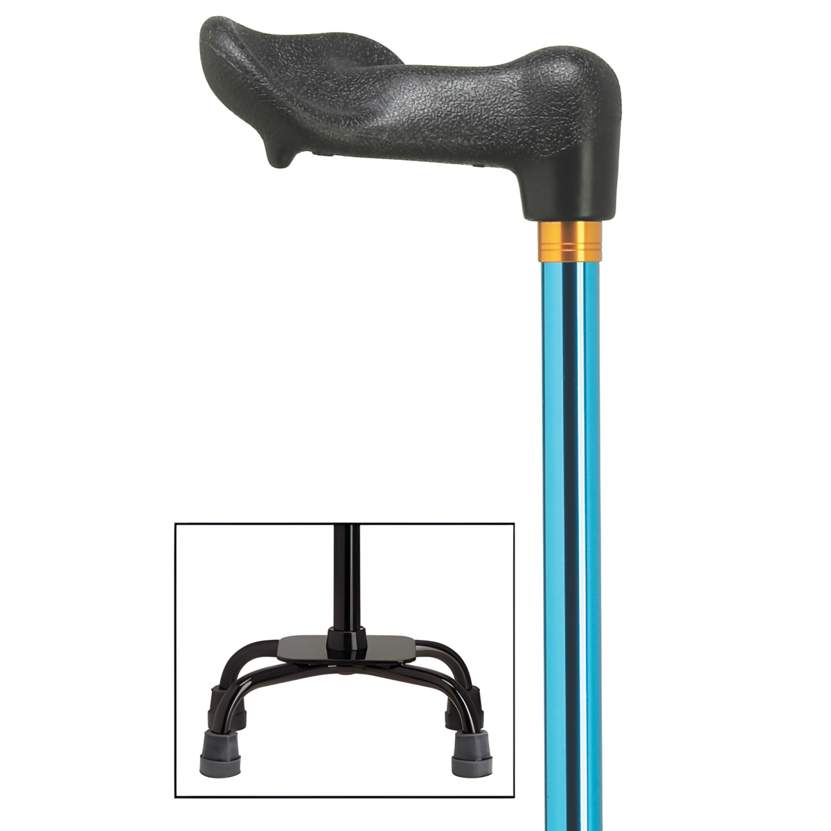 Adjustable Quad Cane with Molded Grip Handle - Large Base Quad Cane