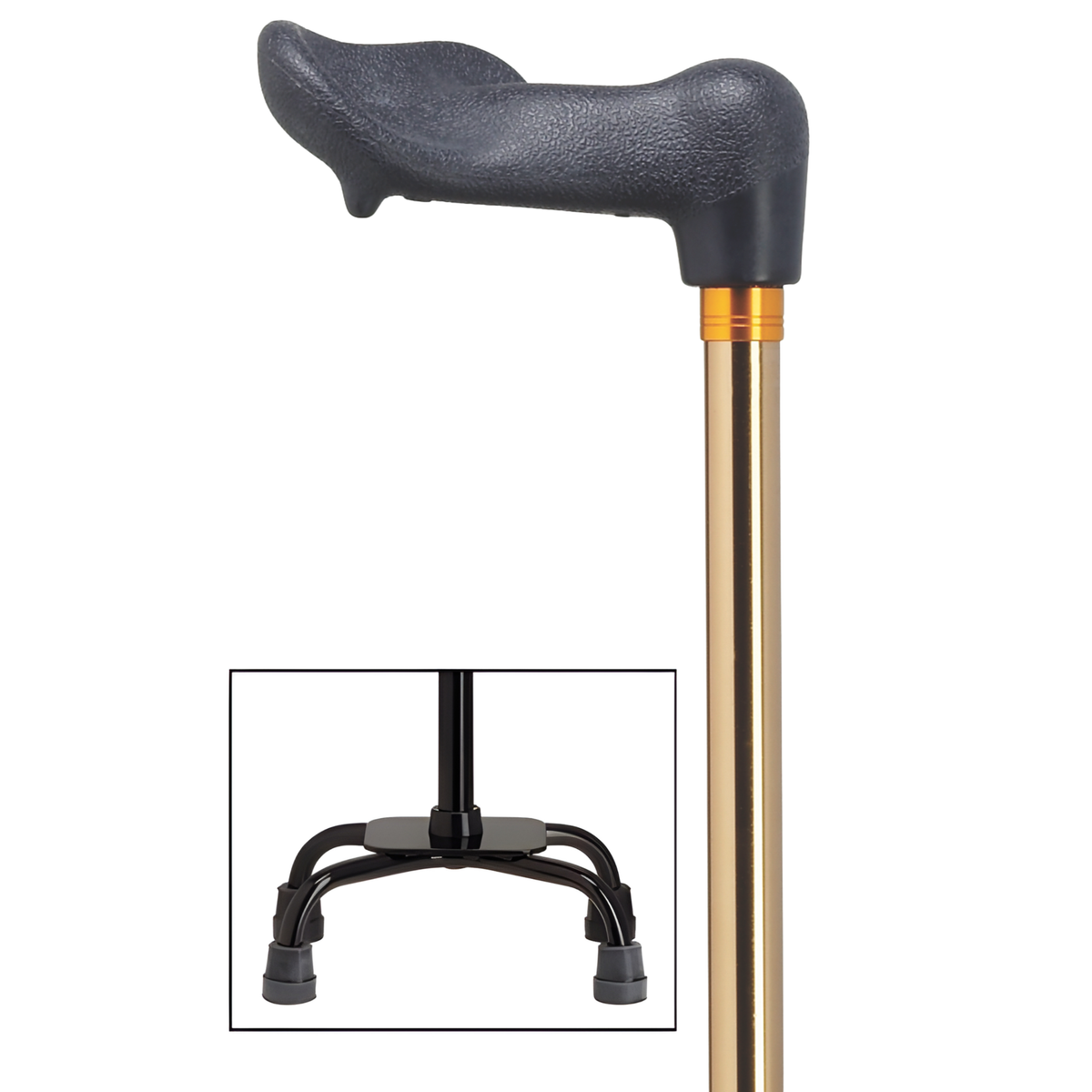 Adjustable Comfort Quad Cane with Palm Grip – 4 Colors Available