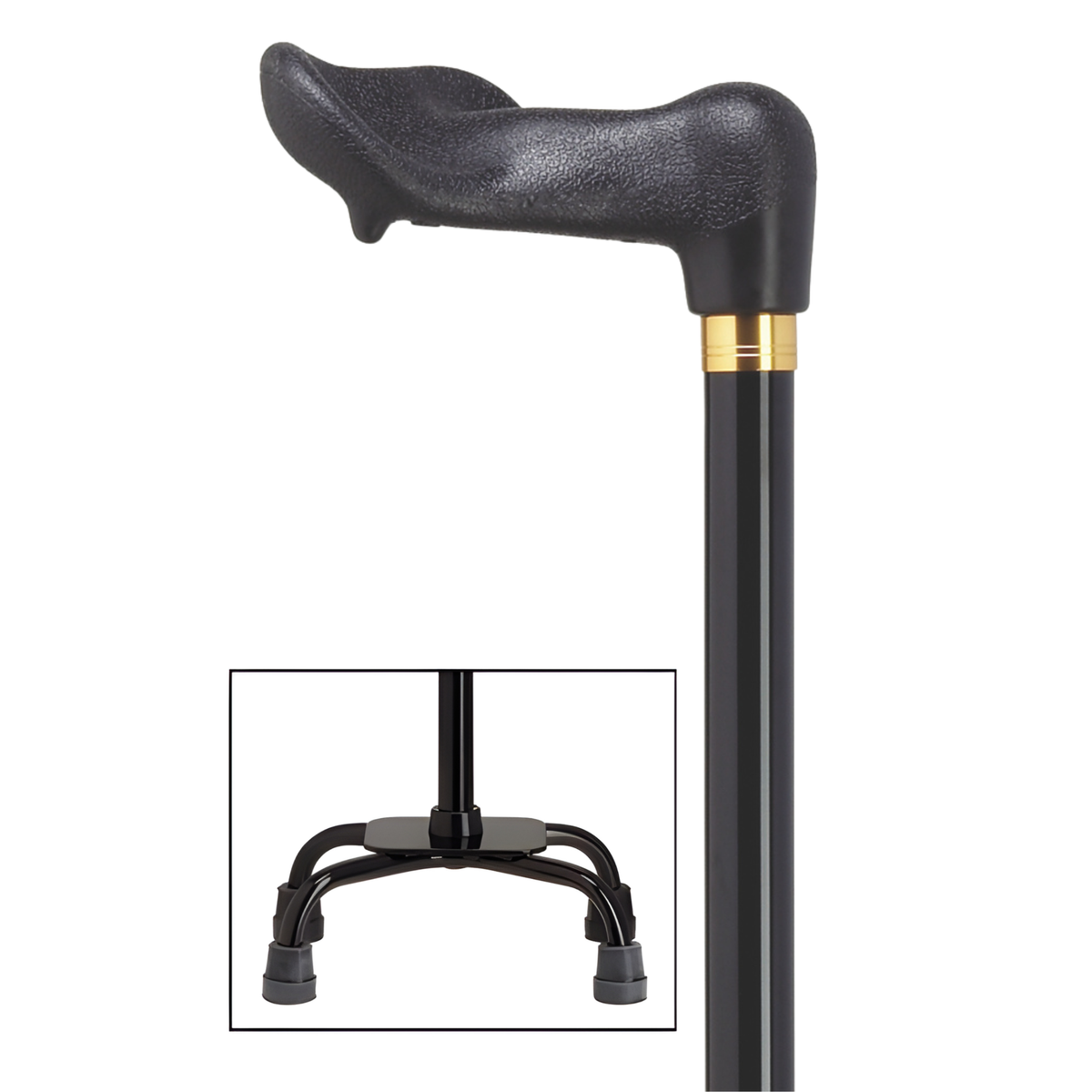 Adjustable Comfort Quad Cane with Palm Grip – 4 Colors Available