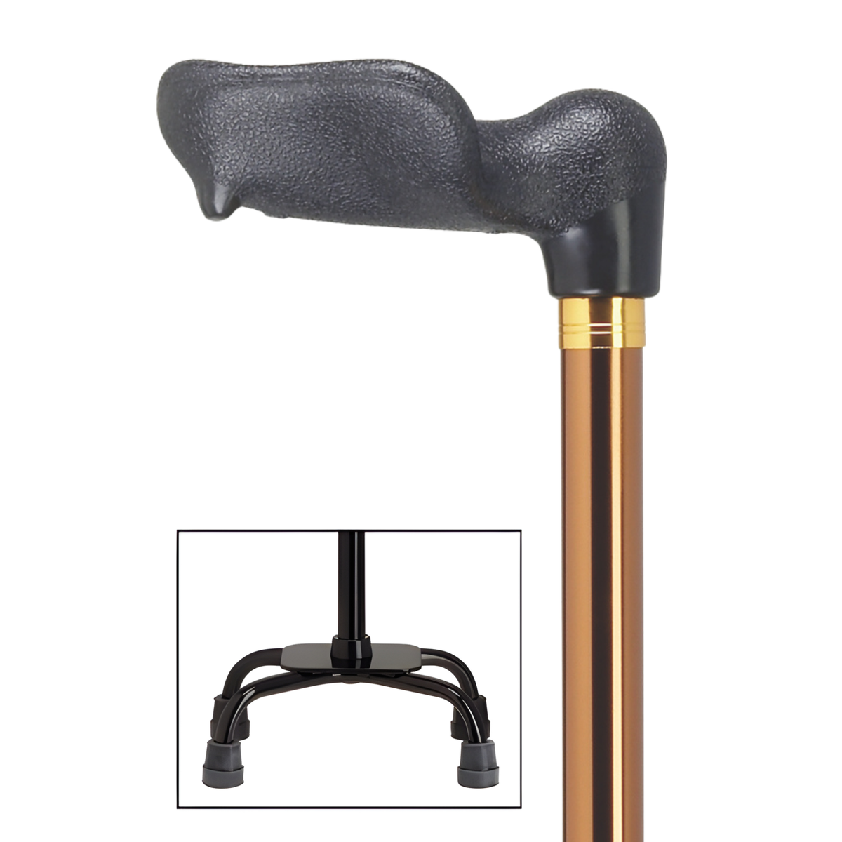 Adjustable Quad Cane with Molded Grip Handle - Large Base Quad Cane