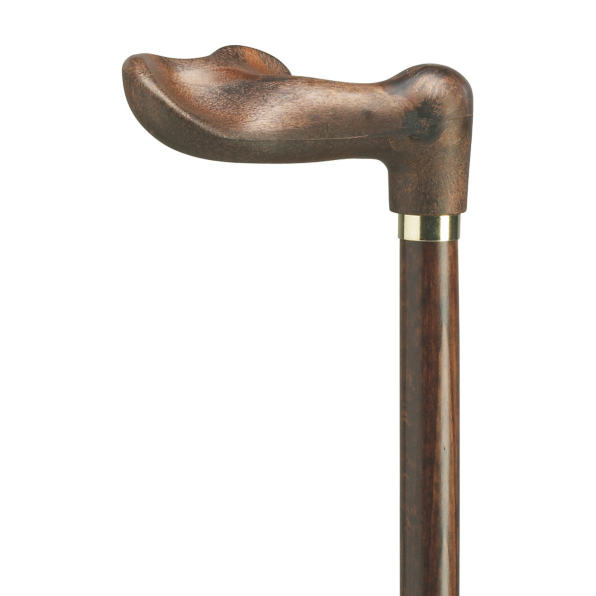 Elegant Spanish Wood Grain Walking Cane with Brass Accent, 36 Shaft