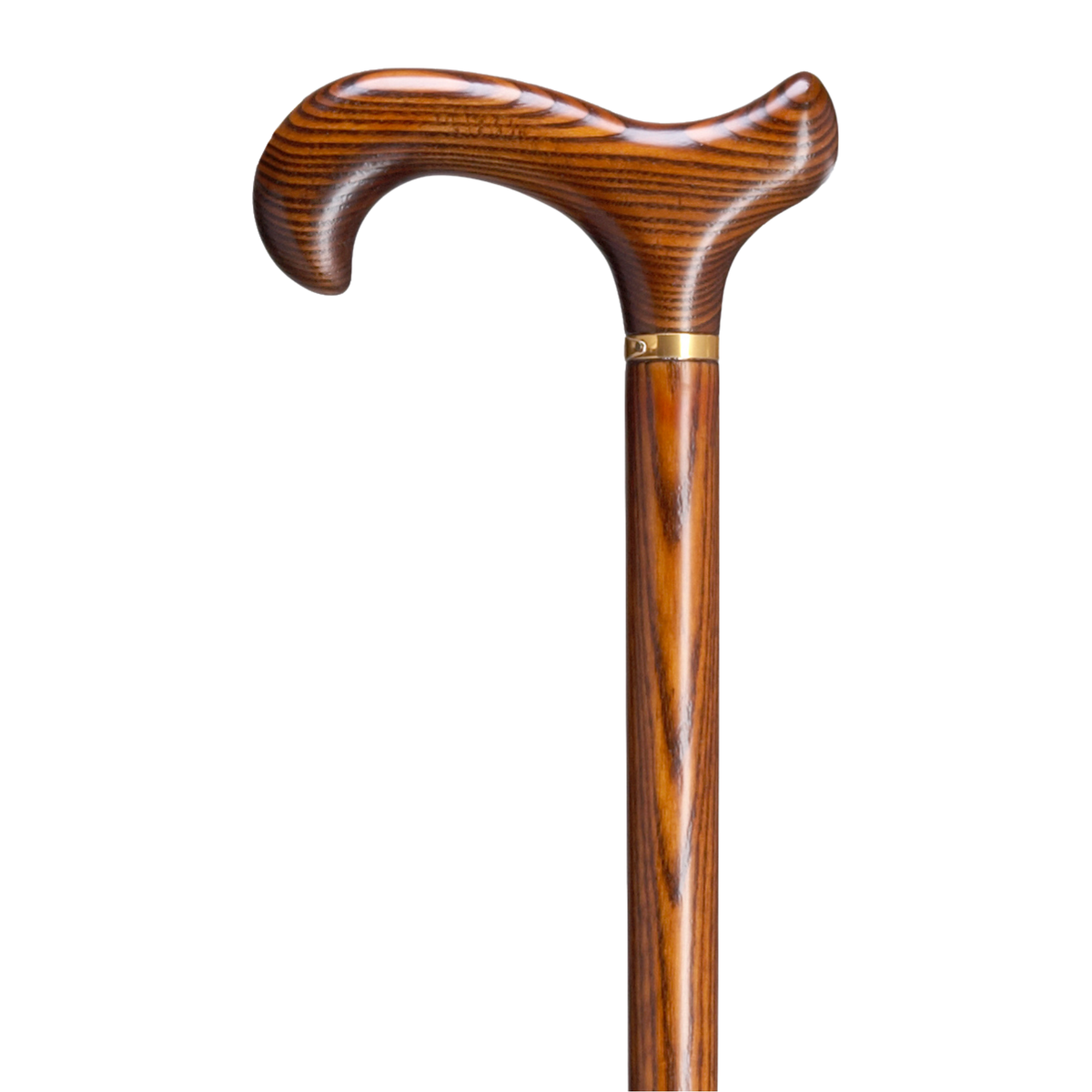 Elegant Zebra Stripe Ash Wood Derby Cane - Germany Import, 250 lbs Support