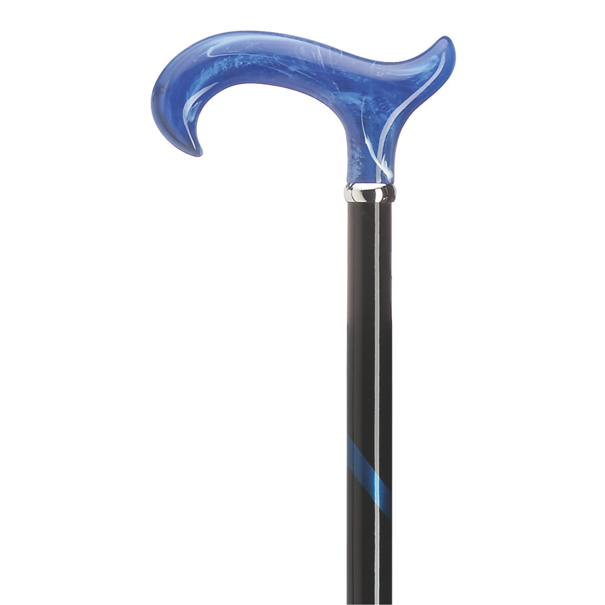 Elegant Titanic Blue Acrylic Derby Cane with Black Chrome Finish