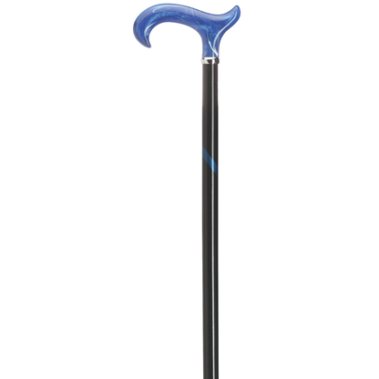 Elegant Titanic Blue Acrylic Derby Cane with Black Chrome Finish