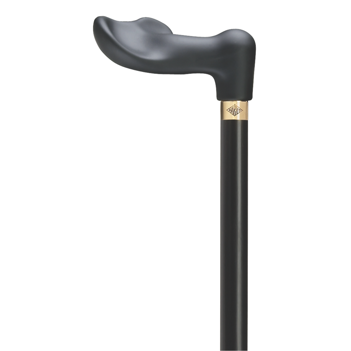 Elegant Black Walking Cane with Soft Palm Grip & Brass Accent - 36 Inch