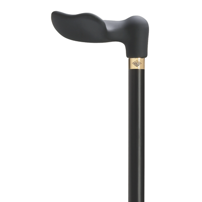 Elegant Black Walking Cane with Soft Palm Grip & Brass Accent - 36 Inch