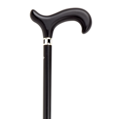 Art Deco Black Lacquer Cane with Pearl Accent - Support and Stability