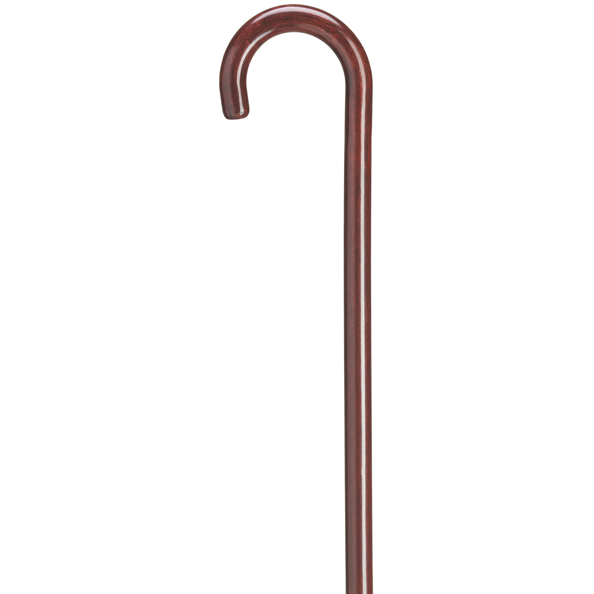 Laminated 1" Round Nose Crook Cane - Mahogany