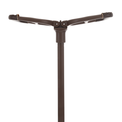 Genuine Leather Brown Cane Handle Chair  - Non-Adjustable