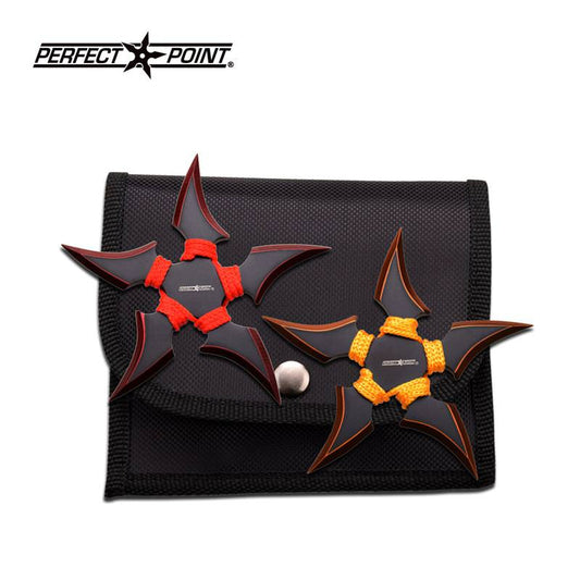 2 Pcs Two-Tone Blade Red and Yellow Paracord Throwing Stars Set