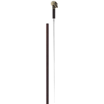Silver Plated Skull Handle Sword Walking Stick With Stamina Shaft