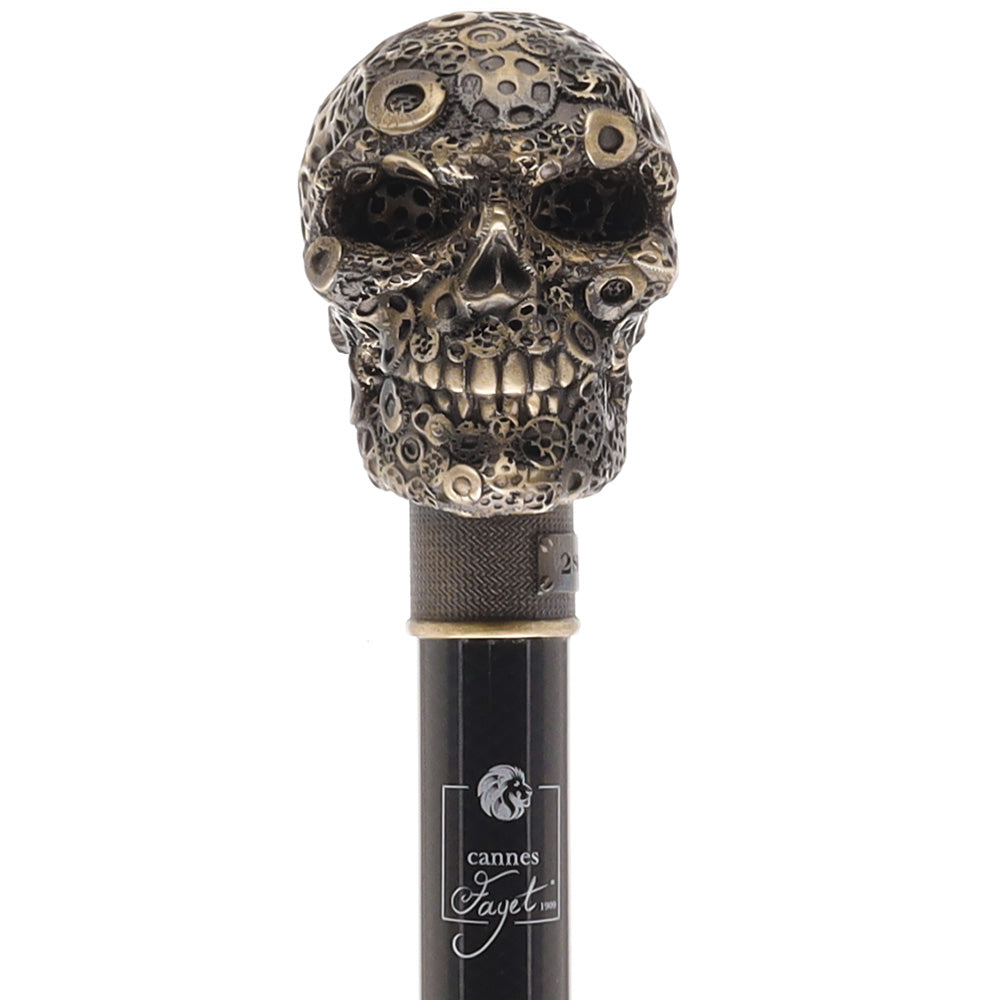 French Steampunk Gears & Skull Cane: Carbon Fiber by 2 Saints