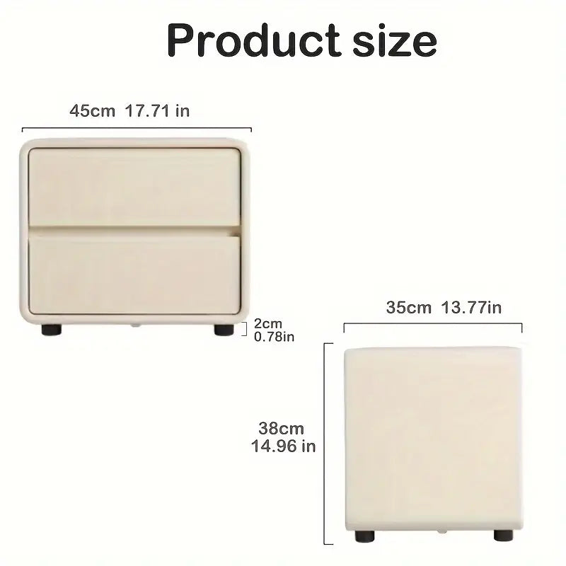Bedside Table w/ Fabric Drawers - White