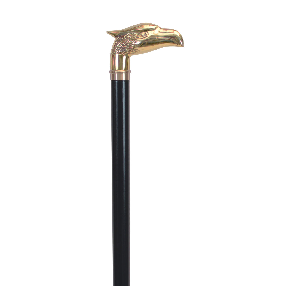 Elegant Eagle Brass Handle Cane - Solid Hardwood Shaft, Walnut/Black