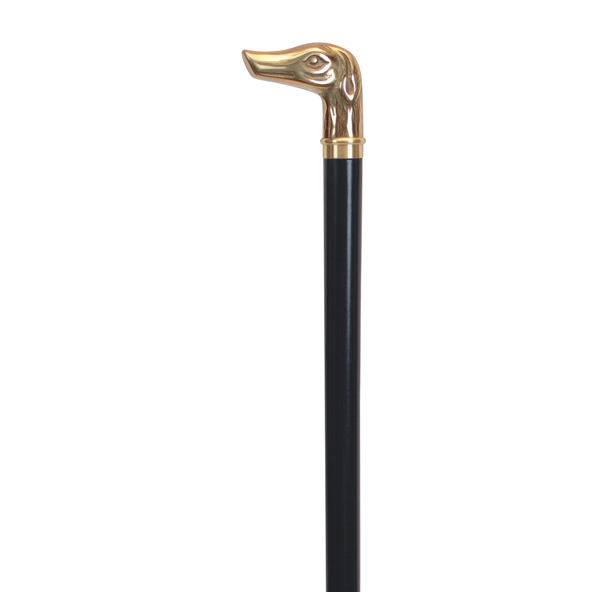 Elegant Brass Dog Head Walking Cane with Hardwood Shaft
