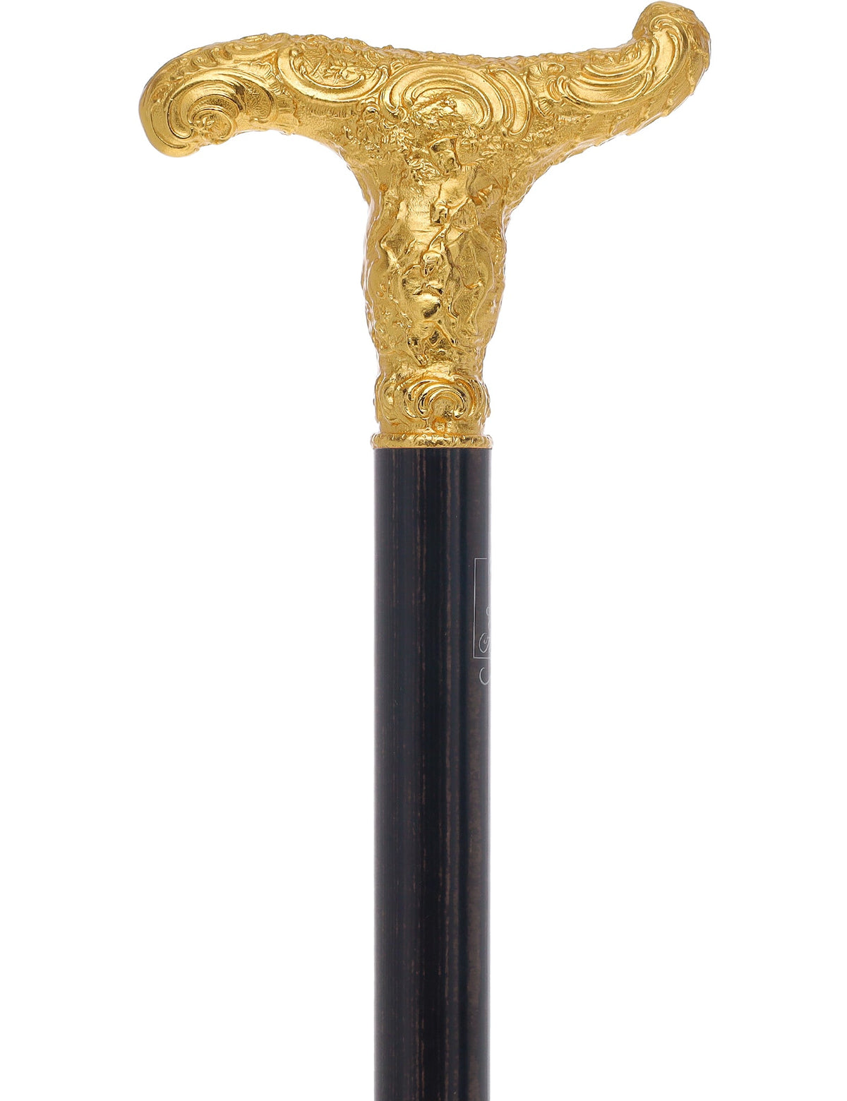 14K Gold Plate Antique Reproduction T Handle Walking Cane With Stamina Wood Shaft