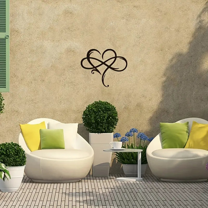 Infinity Heart Black Heart-Shaped Metal Wall Decor Love Sign Plaque