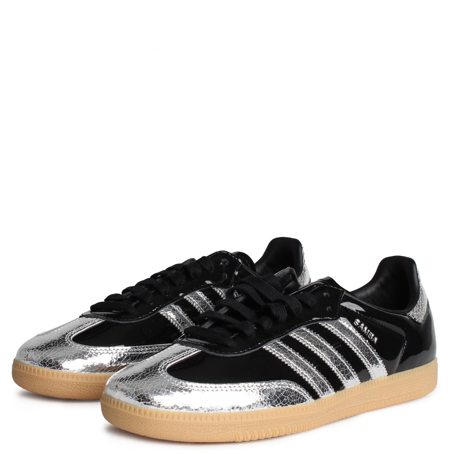 [KI0172] Mens adidas Samba OG 'Patent Black Silver Metallic'