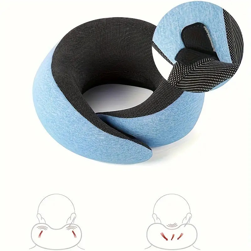 All-Season Travel Pillow - Pure Memory Foam Neck Pillow - Grey+Blue