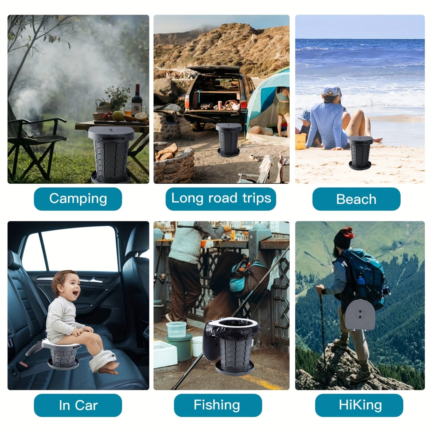 Camping Toilet Portable Adjustable Potty