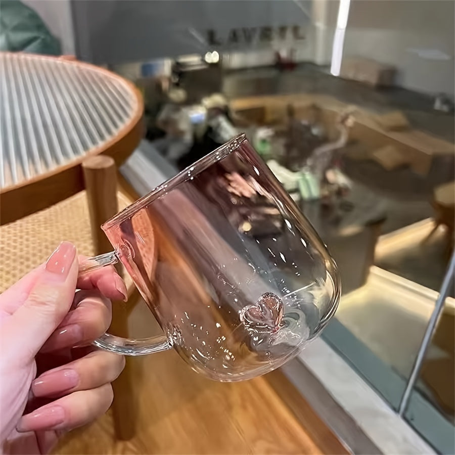 Heart Patterned Glass Couples Mugs Set