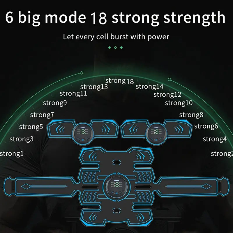 Rechargeable Fitness Belt Set with 6 Modes and 18 Intensity Levels