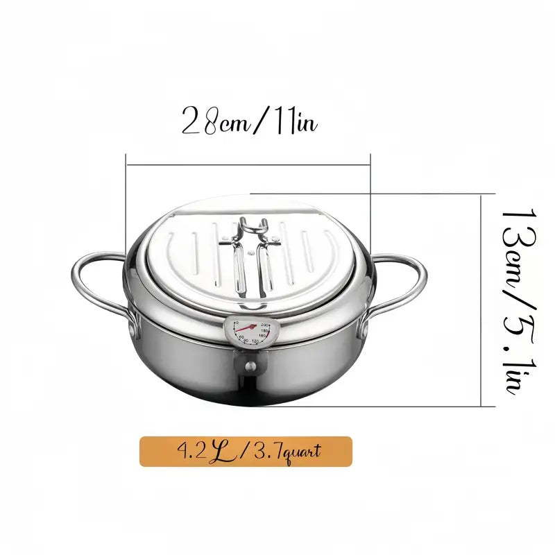 Stainless Steel Deep Fryer with Temperature Control and Oil Drop Filter Rack