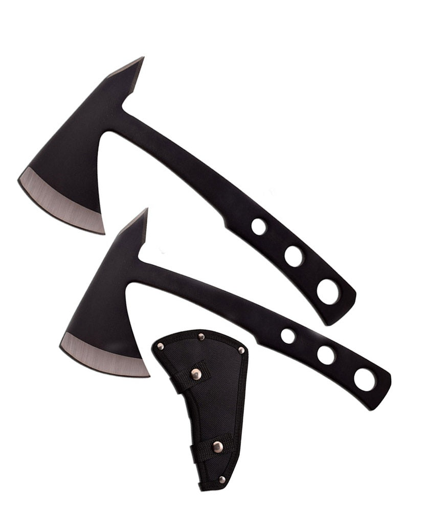 2 Pc Black Double Throwing Axe Hatchet Tomahawk Spike Knife Set - TOPHATTER'S ARMORY DEALS