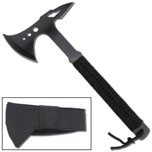 Tactical Survival Rescue Hatchet with Nylon Cord Grip on Handle