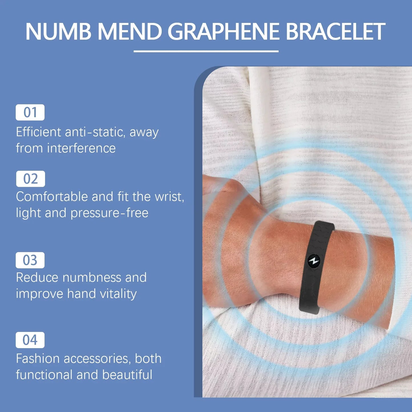 2pcs Energy Therapy Bracelets Circulation Support Black