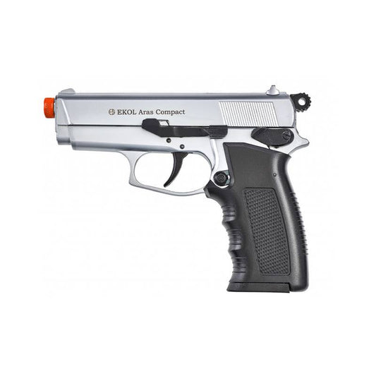 ARAS Compact HP Nickel Finish - 9MM Front Firing Blank Firing Replica Gun