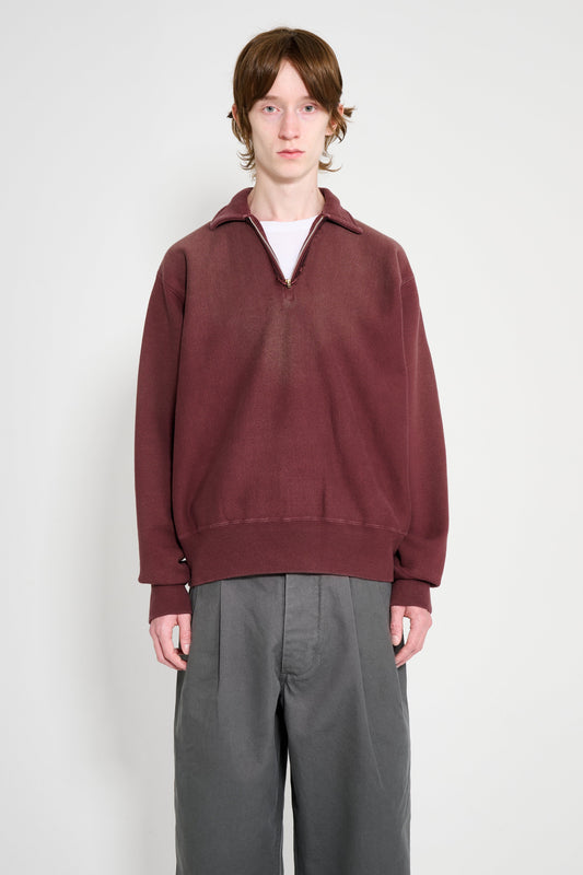 A.PRESSE Vintage Half Zip Sweatshirt Burgundy