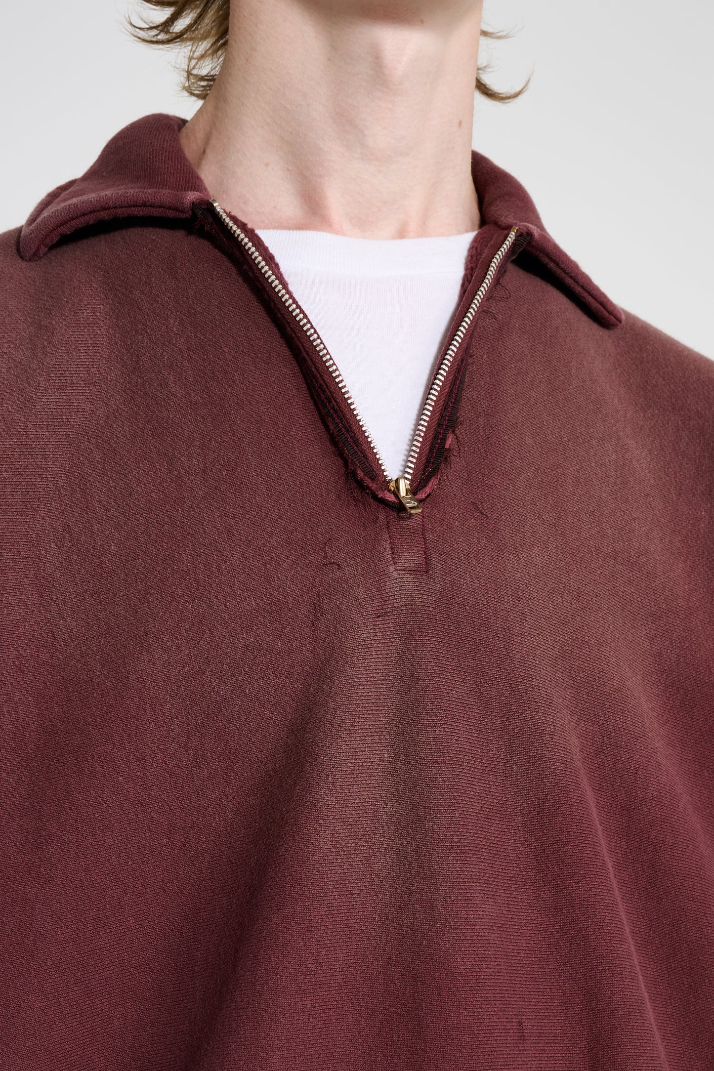 A.PRESSE Vintage Half Zip Sweatshirt Burgundy