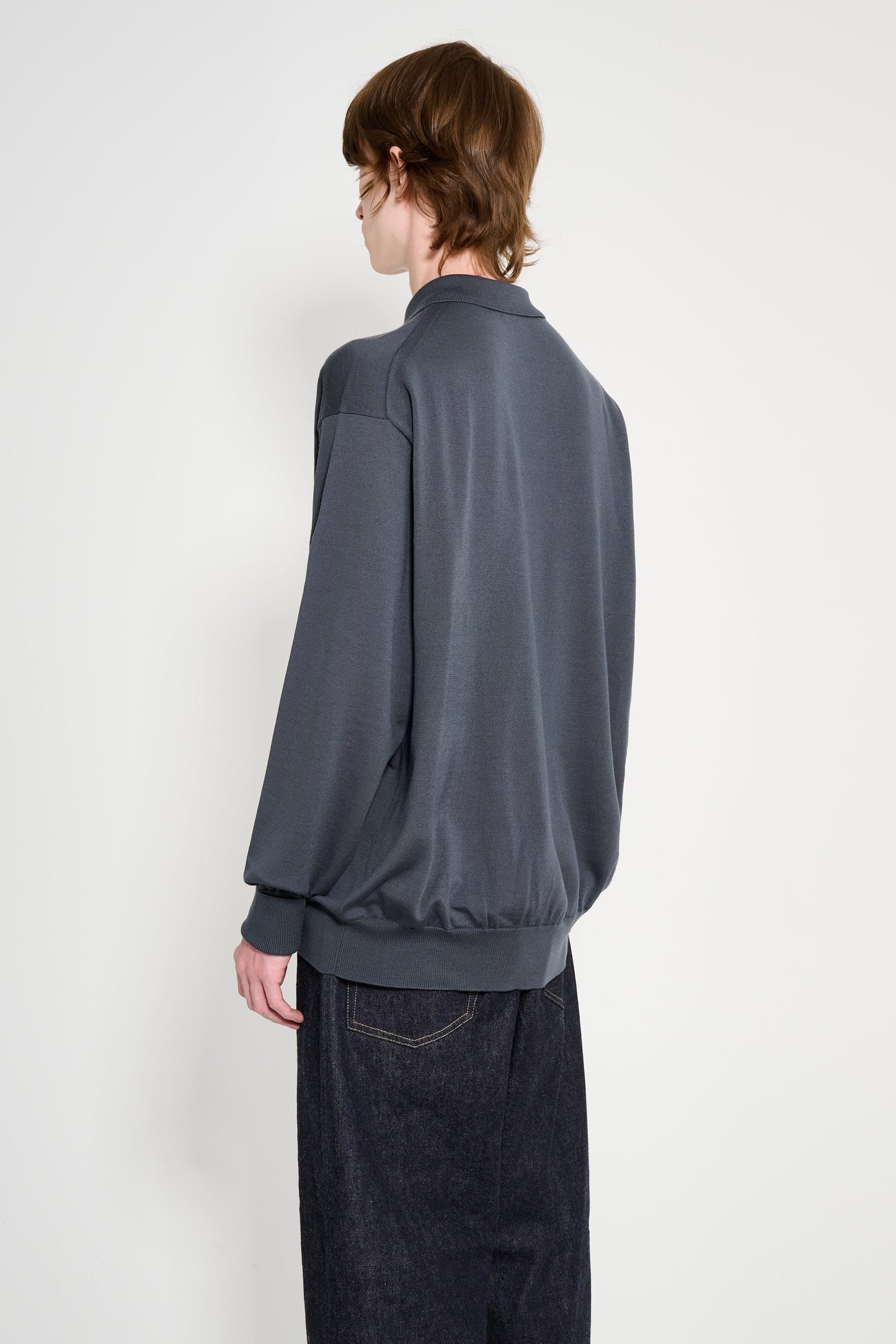 A.PRESSE Wool Knit L/S Polo Shirts Grey