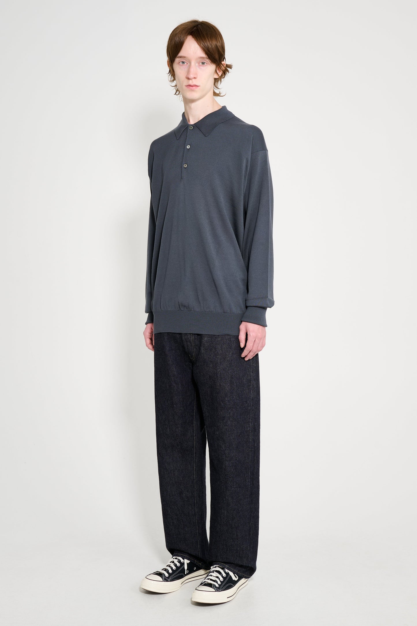 A.PRESSE Washed Denim Wide Pants Indigo