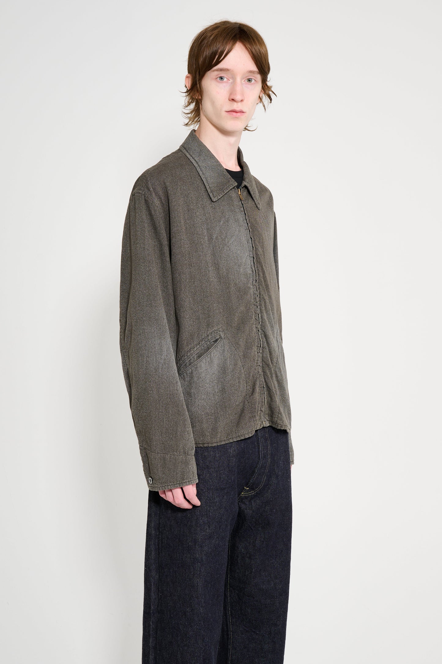A.PRESSE Vintage Chambray Sports Jacket Black