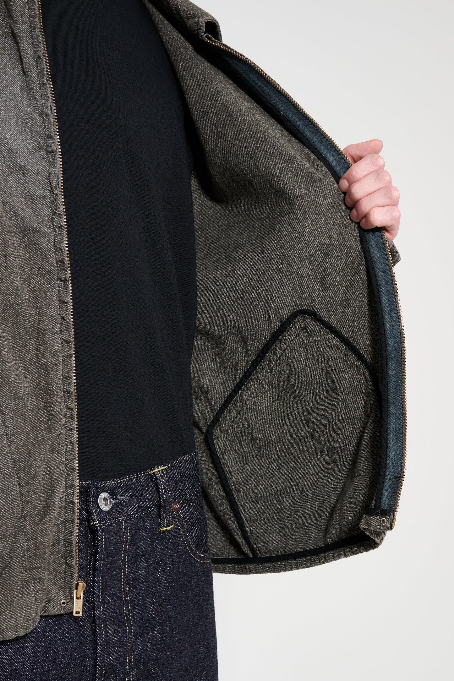 A.PRESSE Vintage Chambray Sports Jacket Black