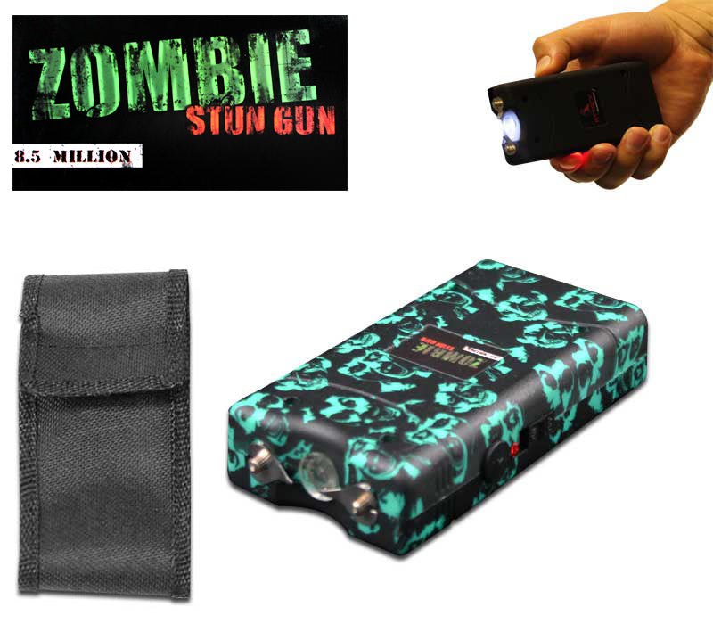 Zombie Self Defense Stun Gun 850K Volt Rechargeable LED Flashlight Green - TOPHATTER'S ARMORY DEALS